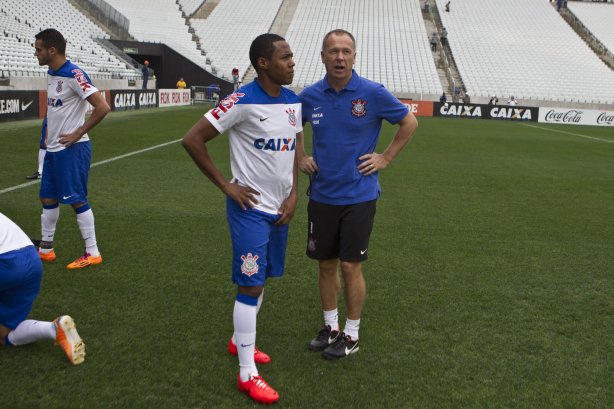 Durante o treino desta tarde na Arena Corinthians, zona leste de São Paulo. O próximo jogo da equipe será domingo, dia 18/05 contra o Figueirense/SC, válido pela 5ª rodada do Campeonato Brasileiro de 2014