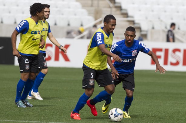 Durante o treino desta manhã na Arena Corinthians, zona leste de São Paulo. O próximo jogo da equipe será amanhã, domingo, dia 18/05 contra o Figueirense/SC, válido pela 5ª rodada do Campeonato Brasileiro de 2014