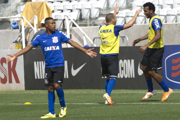 Durante o treino desta manhã na Arena Corinthians, zona leste de São Paulo. O próximo jogo da equipe será amanhã, domingo, dia 18/05 contra o Figueirense/SC, válido pela 5ª rodada do Campeonato Brasileiro de 2014