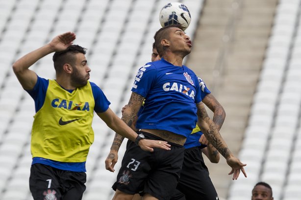 Durante o treino desta manhã na Arena Corinthians, zona leste de São Paulo. O próximo jogo da equipe será amanhã, domingo, dia 18/05 contra o Figueirense/SC, válido pela 5ª rodada do Campeonato Brasileiro de 2014