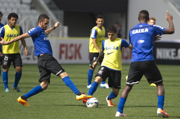Durante o treino desta manhã na Arena Corinthians, zona leste de São Paulo. O próximo jogo da equipe será amanhã, domingo, dia 18/05 contra o Figueirense/SC, válido pela 5ª rodada do Campeonato Brasileiro de 2014