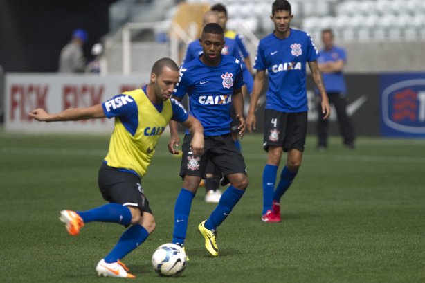 Durante o treino desta manhã na Arena Corinthians, zona leste de São Paulo. O próximo jogo da equipe será amanhã, domingo, dia 18/05 contra o Figueirense/SC, válido pela 5ª rodada do Campeonato Brasileiro de 2014