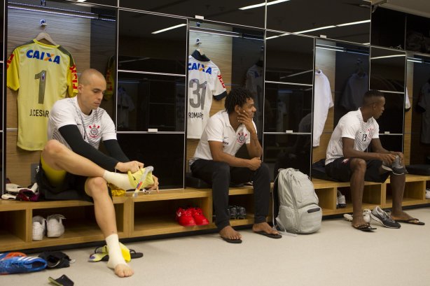 Nos vestiários antes da partida Corinthians x Figueirense/SC, realizada esta tarde na Arena Corinthians, válida pela 5ª rodada do Campeonato Brasileiro de 2014