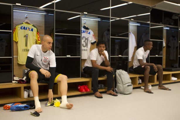 Nos vestiários antes da partida Corinthians x Figueirense/SC, realizada esta tarde na Arena Corinthians, válida pela 5ª rodada do Campeonato Brasileiro de 2014