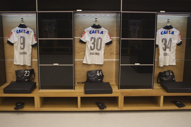 Nos vestiários antes da partida Corinthians x Figueirense/SC, realizada esta tarde na Arena Corinthians, válida pela 5ª rodada do Campeonato Brasileiro de 2014