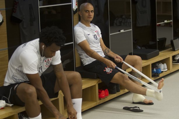 Nos vestiários antes da partida Corinthians x Figueirense/SC, realizada esta tarde na Arena Corinthians, válida pela 5ª rodada do Campeonato Brasileiro de 2014
