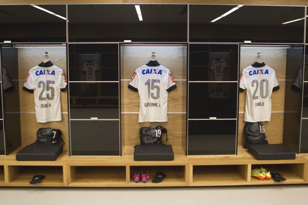 Nos vestiários antes da partida Corinthians x Figueirense/SC, realizada esta tarde na Arena Corinthians, válida pela 5ª rodada do Campeonato Brasileiro de 2014