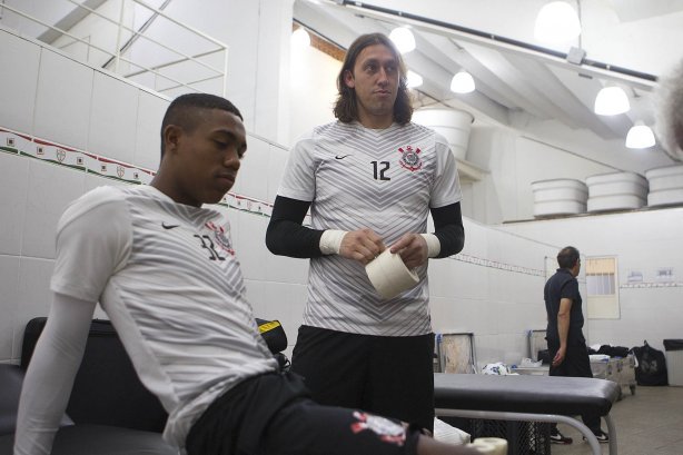 Nos vestiários antes da partida Corinthians x Atlético-PR, realizada esta noite no estádio do Caninde, válida pela 6ª rodada do Campeonato Brasileiro de 2014