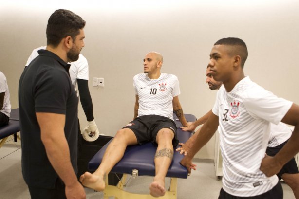 Nos vestiários antes da partida Corinthians x Botafogo, realizada esta tarde na Arena Corinthians, válida pela 9ª rodada do Campeonato Brasileiro de 2014