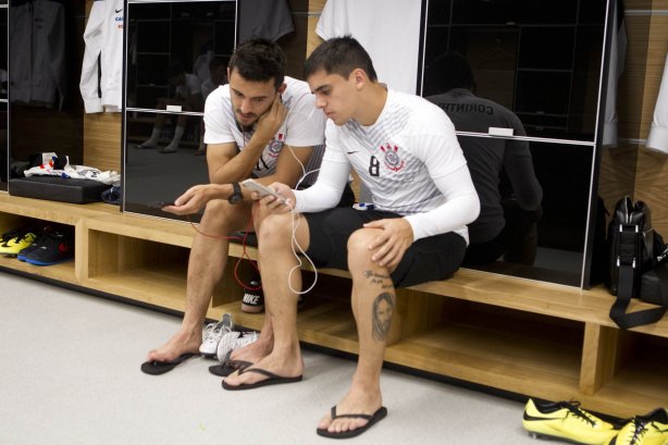 Nos vestiários antes da partida Corinthians x Botafogo, realizada esta tarde na Arena Corinthians, válida pela 9ª rodada do Campeonato Brasileiro de 2014