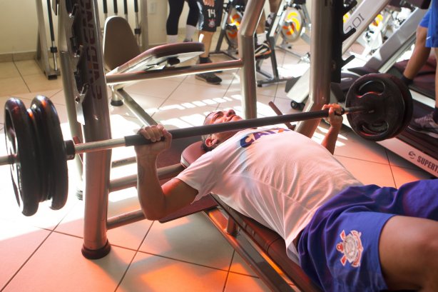 Durante o treino desta manhã em uma academia na cidade de Extrema/MG. O time faz uma intertemporada preparando-se para o próximo jogo dia 17/07 contra o Internacional/RS, na Arena Corinthians, válido pela 10ª rodada do Campeonato Brasileiro de 2014