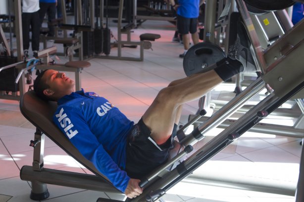 Durante o treino desta manhã em um academia na cidade de Extrema/MG. O time faz uma intertemporada preparando-se para o próximo jogo dia 17/07 contra o Internacional/RS, na Arena Corinthians, válido pela 10ª rodada do Campeonato Brasileiro de 2014