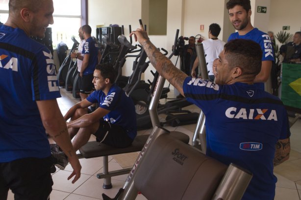 Durante o treino desta manhã em um academia na cidade de Extrema/MG. O time faz uma intertemporada preparando-se para o próximo jogo dia 17/07 contra o Internacional/RS, na Arena Corinthians, válido pela 10ª rodada do Campeonato Brasileiro de 2014