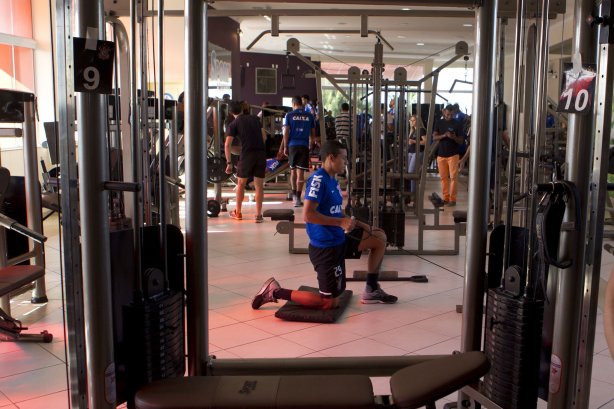 Durante o treino desta manhã em um academia na cidade de Extrema/MG. O time faz uma intertemporada preparando-se para o próximo jogo dia 17/07 contra o Internacional/RS, na Arena Corinthians, válido pela 10ª rodada do Campeonato Brasileiro de 2014