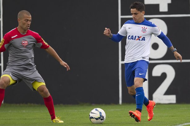 Durante o jogo-treino contra o Audax esta manhã no CT Joaquim Grava, Parque Ecológico do Tiete, zona leste de São Paulo. O próximo jogo da equipe será dia 17/07, contra o Internacional/RS, na Arena Corinthians, válido pela 10ª rodada do Campeonato Brasileiro de 2014