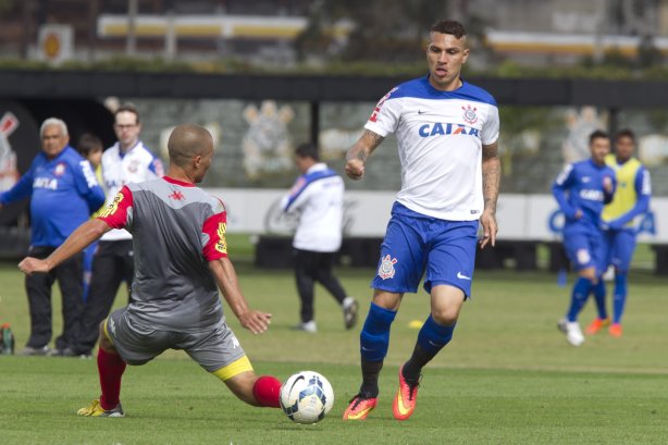 Durante o jogo-treino contra o Audax esta manhã no CT Joaquim Grava, Parque Ecológico do Tiete, zona leste de São Paulo. O próximo jogo da equipe será dia 17/07, contra o Internacional/RS, na Arena Corinthians, válido pela 10ª rodada do Campeonato Brasileiro de 2014