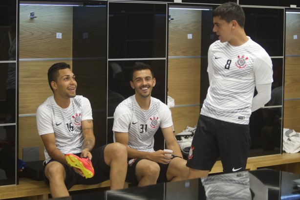 Nos vestiários antes do jogo entre Corinthians x Internacional/RS, realizada esta noite na Arena Corinthians, válida pela 10ª rodada do Campeonato Brasileiro de 2014