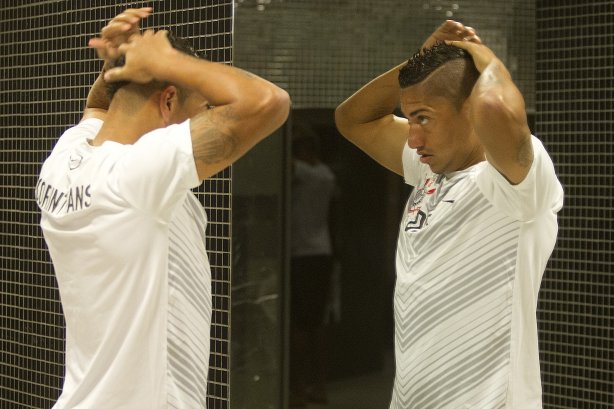 Nos vestiários antes do jogo entre Corinthians x Internacional/RS, realizada esta noite na Arena Corinthians, válida pela 10ª rodada do Campeonato Brasileiro de 2014