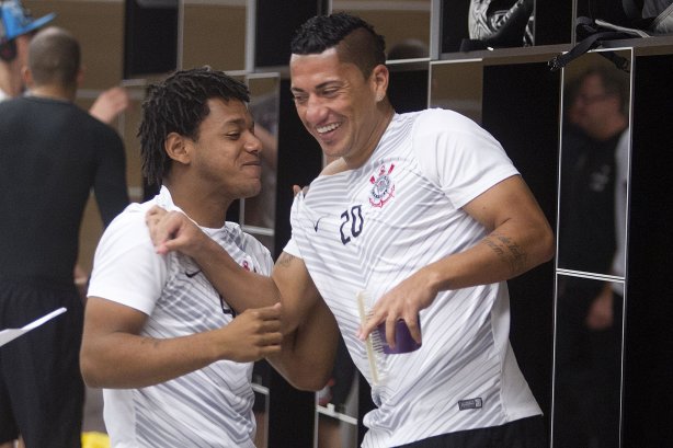 Nos vestiários antes do jogo entre Corinthians x Bahia/BA, realizada esta noite na Arena Corinthians, jogo de ida válido pela Copa do Brasil 2014