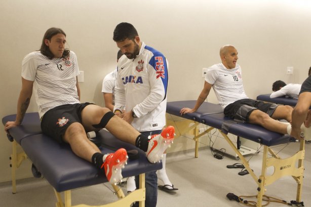 Nos vestiários antes do jogo entre Corinthians x Bahia/BA, realizada esta noite na Arena Corinthians, jogo de ida válido pela Copa do Brasil 2014