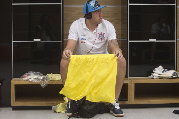 Nos vestiários antes do jogo entre Corinthians x Bahia/BA, realizada esta noite na Arena Corinthians, jogo de ida válido pela Copa do Brasil 2014