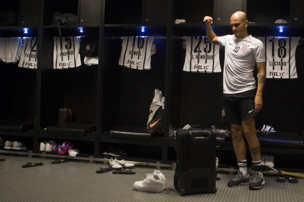 Nos vestiários antes do jogo entre Flamengo x Corinthians, realizado esta tarde no estádio do Maracanã, válido pela 21ª rodada do Campeonato Brasileiro de 2014