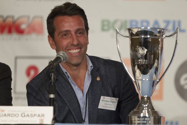 O gerente de futebol Edu Gaspar participa de conferencia de imprensa para apresentação do Florida Cup 2015, antes do treino desta tarde na cidade de Orlando/EUA. O próximo jogo da equipe será amanhã, dia 15/01, no Florida Cup, em Orlando/EUA, contra o Colonia da Alemanha