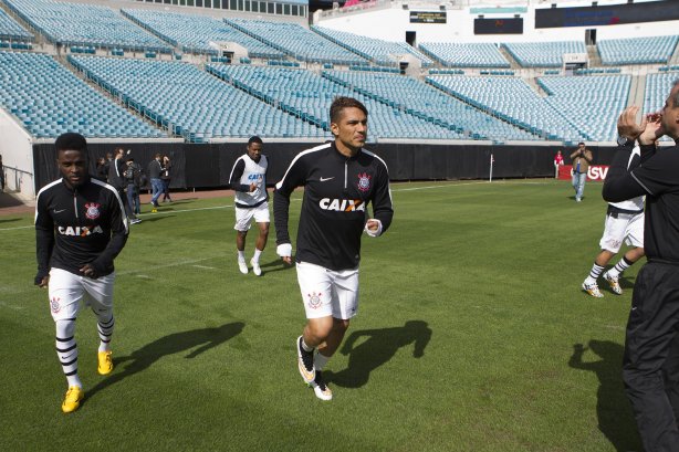 Nos vestiários antes do jogo entre Corinthians/Brasil x Bayer Leverkusen/Alemanha realizado esta tarde no Everbank Field, na cidade de Jacksonville/EUA, válido pela Florida Cup 2015