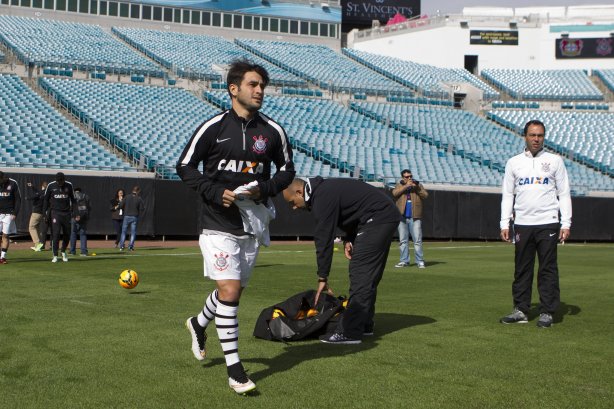 Nos vestiários antes do jogo entre Corinthians/Brasil x Bayer Leverkusen/Alemanha realizado esta tarde no Everbank Field, na cidade de Jacksonville/EUA, válido pela Florida Cup 2015