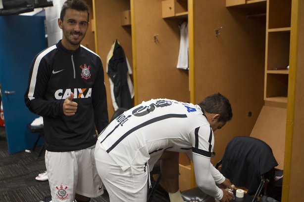 Nos vestiários antes do jogo entre Corinthians/Brasil x Bayer Leverkusen/Alemanha realizado esta tarde no Everbank Field, na cidade de Jacksonville/EUA, válido pela Florida Cup 2015