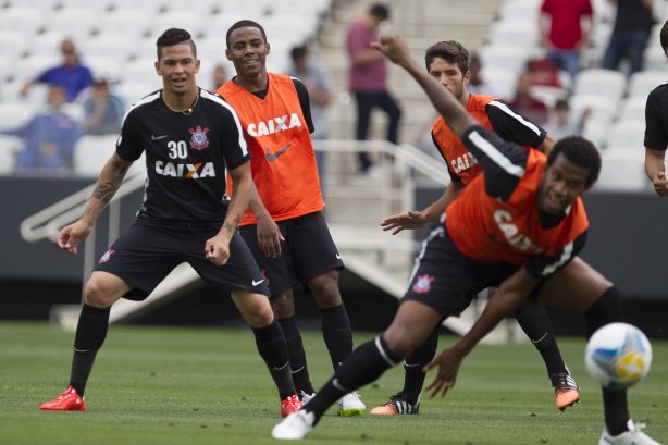 Durante o treino desta tarde na Arena Corinthians, zona leste da cidade. O próximo jogo da equipe será contra o Corinthian Casuals, da Inglaterra, sábado, dia 24/01, na Arena Corinthians, em homenagem ao co-irmão