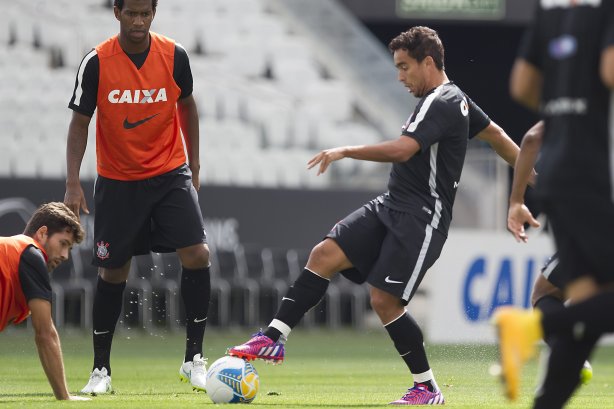 Durante o treino desta tarde na Arena Corinthians, zona leste da cidade. O próximo jogo da equipe será contra o Corinthian Casuals, da Inglaterra, sábado, dia 24/01, na Arena Corinthians, em homenagem ao co-irmão