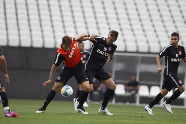 Durante o treino desta tarde na Arena Corinthians, zona leste da cidade. O próximo jogo da equipe será contra o Corinthian Casuals, da Inglaterra, sábado, dia 24/01, na Arena Corinthians, em homenagem ao co-irmão