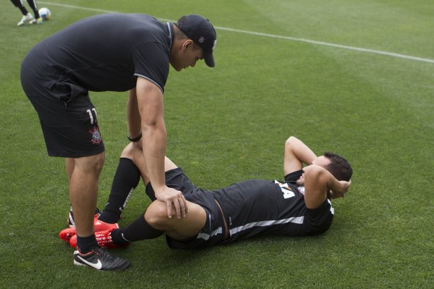 Durante o treino desta tarde na Arena Corinthians, zona leste da cidade. O próximo jogo da equipe será contra o Corinthian Casuals, da Inglaterra, sábado, dia 24/01, na Arena Corinthians, em homenagem ao co-irmão