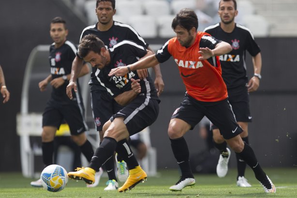 Durante o treino desta tarde na Arena Corinthians, zona leste da cidade. O próximo jogo da equipe será contra o Corinthian Casuals, da Inglaterra, sábado, dia 24/01, na Arena Corinthians, em homenagem ao co-irmão