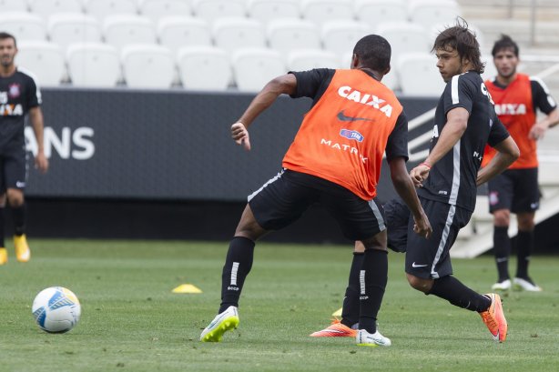 Durante o treino desta tarde na Arena Corinthians, zona leste da cidade. O próximo jogo da equipe será contra o Corinthian Casuals, da Inglaterra, sábado, dia 24/01, na Arena Corinthians, em homenagem ao co-irmão