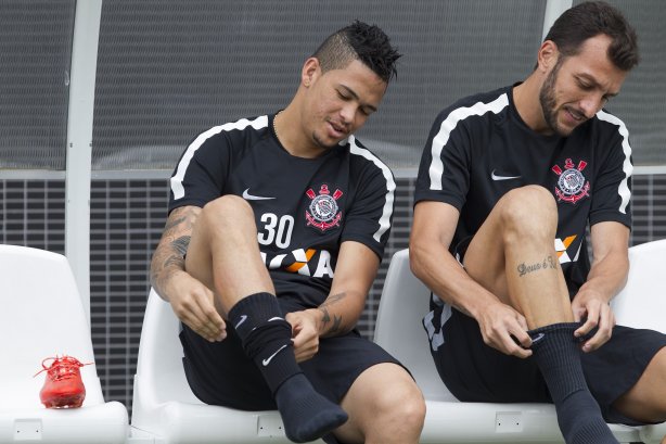 Durante o treino desta tarde na Arena Corinthians, zona leste da cidade. O próximo jogo será amanhã, quarta-feira, dia 18/02 contra o São Paulo, na Arena Corinthians, jogo de ida da fase classificatoria da Copa Libertadores da América 2015