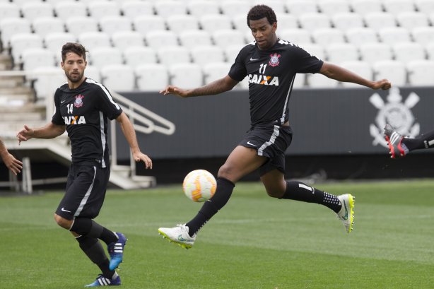Durante o treino desta tarde na Arena Corinthians, zona leste da cidade. O próximo jogo será amanhã, quarta-feira, dia 18/02 contra o São Paulo, na Arena Corinthians, jogo de ida da fase classificatoria da Copa Libertadores da América 2015
