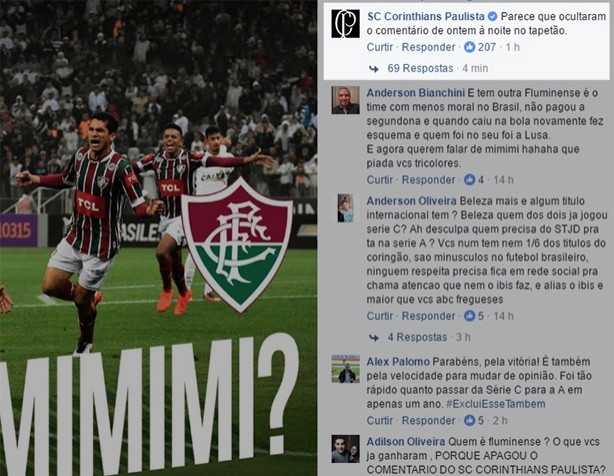 Nova provocação do Corinthians no Facebook do Fluminense
