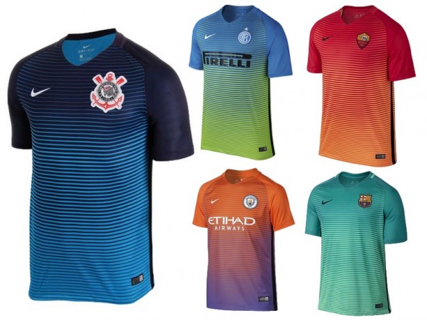 Mesmo modelo de camisa três em clubes diferentes