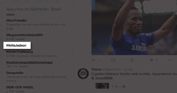 Fiel pede o retorno de Jadson no Twitter