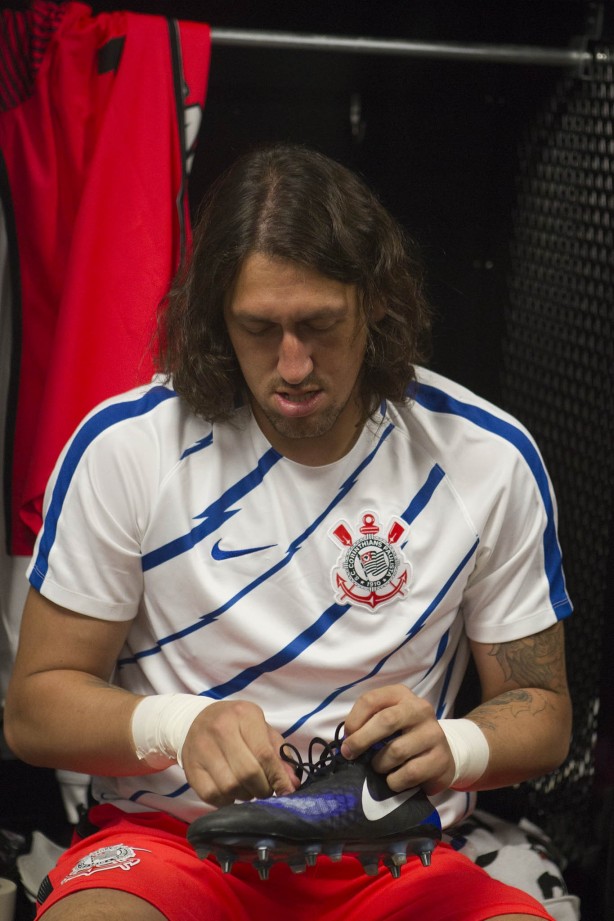 Cássio no vestiário antes da partida contra o São Paulo pela final da Flórida Cup 2017