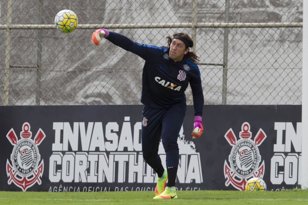 Cássio treinando pela primeira vez no CT Joaquim Grava depois da Flórida Cup 2017