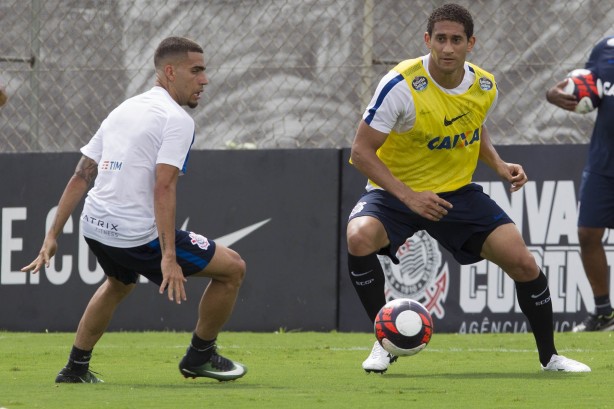 Pablo e Gabriel no primeiro treino no CT Joaquim Grava após a Flórida Cup