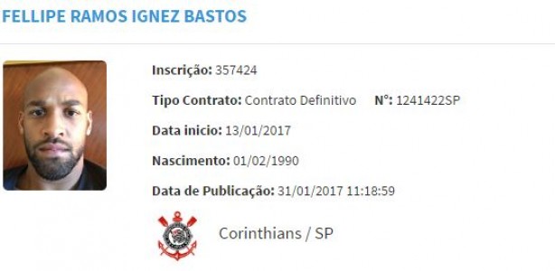 Registro de Fellipe Bastos na CBF