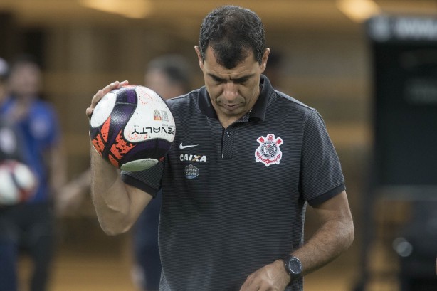 Técnico Fábio Carille na Arena, em treino aberto antes do clássico contra o Palmeiras