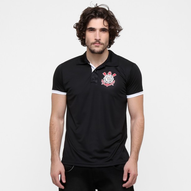 Camisa Polo Corinthians Basic 2 - Preto