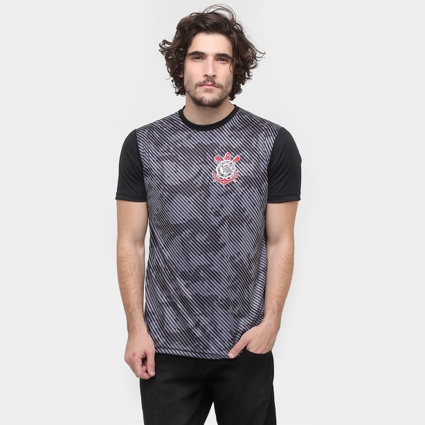 Camiseta Corinthians Basic Camuflagem - Preto