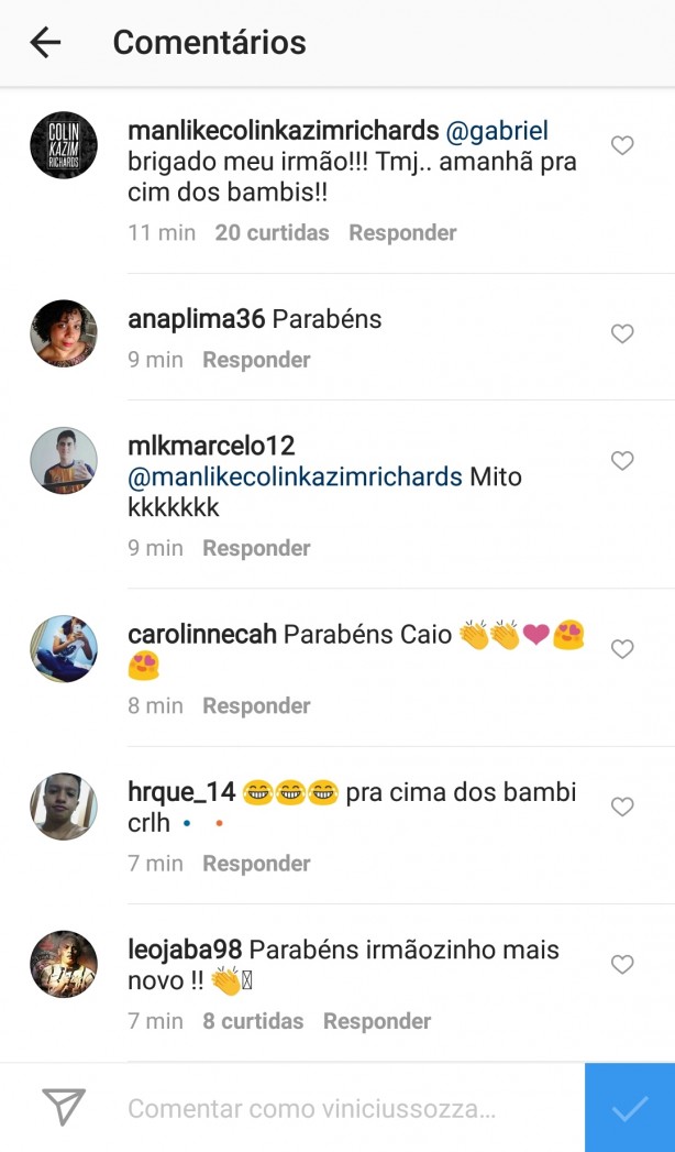 Amanhã pra cima dos bambis, digitou Kazim; Léo Jabá também deixou mensagem a Caio