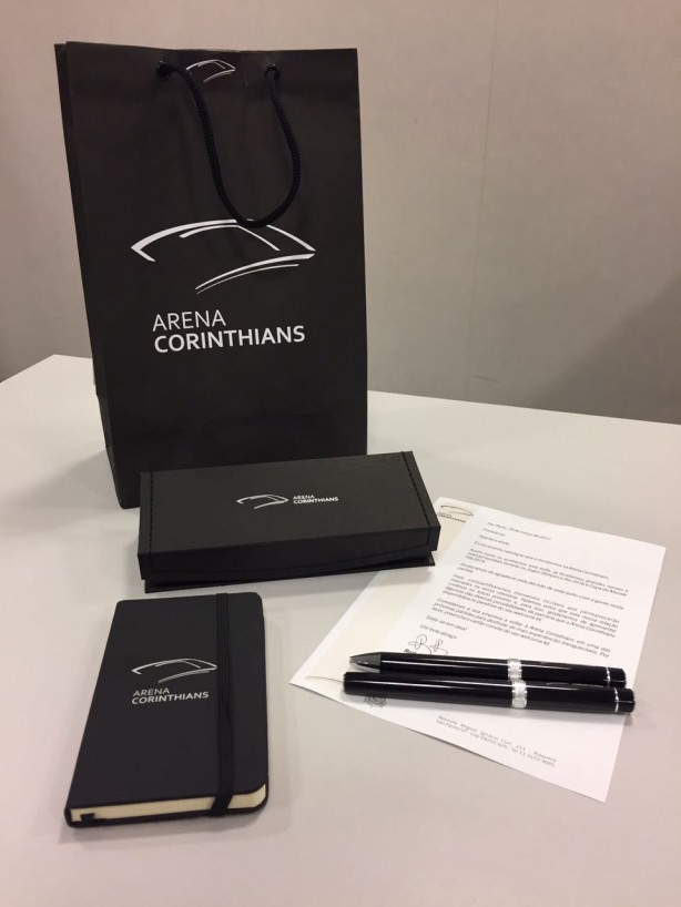 Kit com brindes de boas-vindas serão distribuídos no camarote da Arena Corinthians